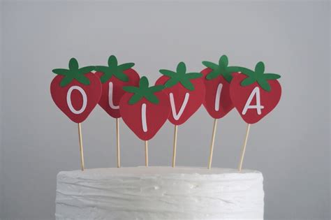 Strawberry Cake Topper Personalized Cake Topper Strawberry Etsy