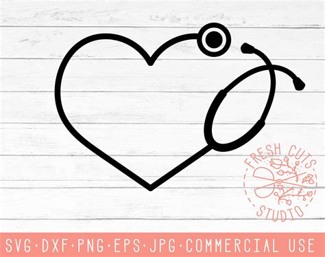 Heart Stethoscope Svg Cut Files For Cameo Silhouette Cricut Etsy