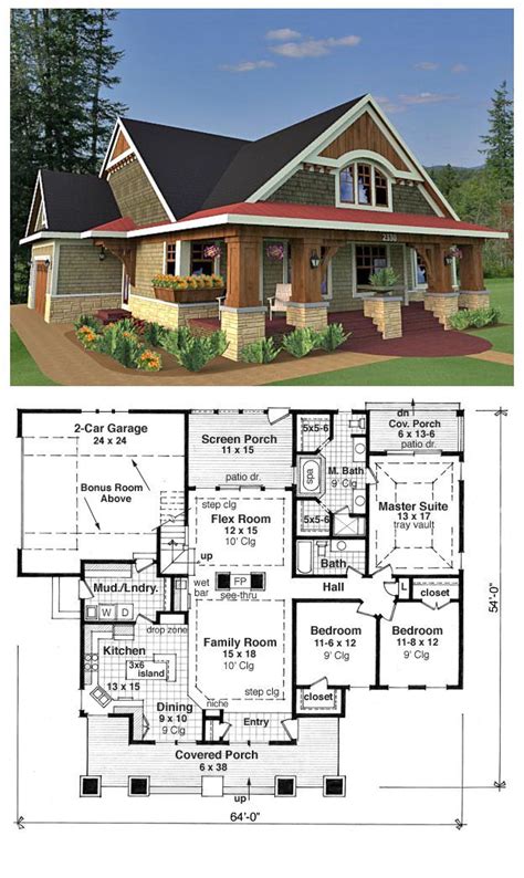 One Story Craftsman Bungalow House Plans