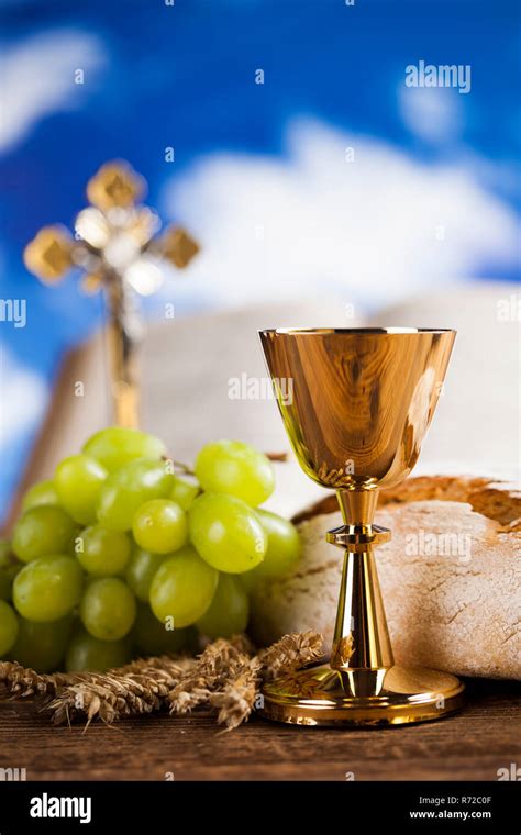 Eucharist Symbol Of Bread And Wine Chalice And Host First Communion