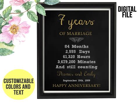 7 Years Wedding Anniversary T 7th Anniversary Printable