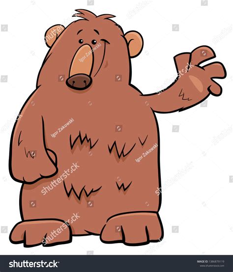 Cartoon Illustration Funny Brown Bear Wild Vector De Stock Libre De Regalías 1386879119