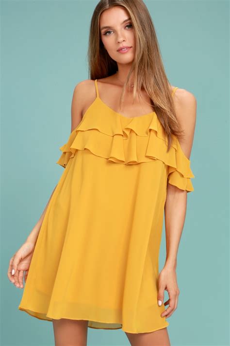 Cute Yellow Dress Off The Shoulder Dress Shift Dress Lulus
