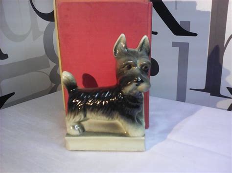 Vintage Kitsch Scottie Dog Bookend Ceramic Dog Figure Free Shipping By
