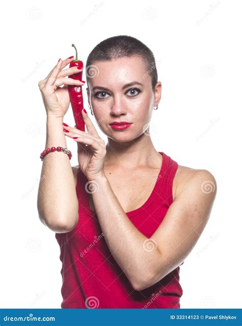 Woman With Chili Pepper Stock Image Image Of People 33314123