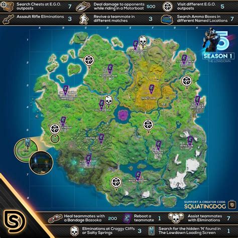 Cheat Sheet Map For All Week 5 The Lowdown Challenges In Fortnite If