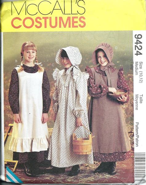 Girls 10 12 Prairie Dress Pinafore And Bonnet Pioneer Costume Etsy