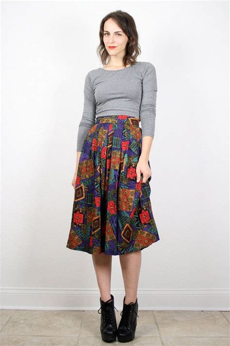 Vintage Midi Skirt Southwestern South Western By Shoptwitchvintage