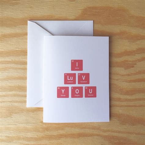 Items Similar To I Love You Greeting Card Periodic Table Love Geeky