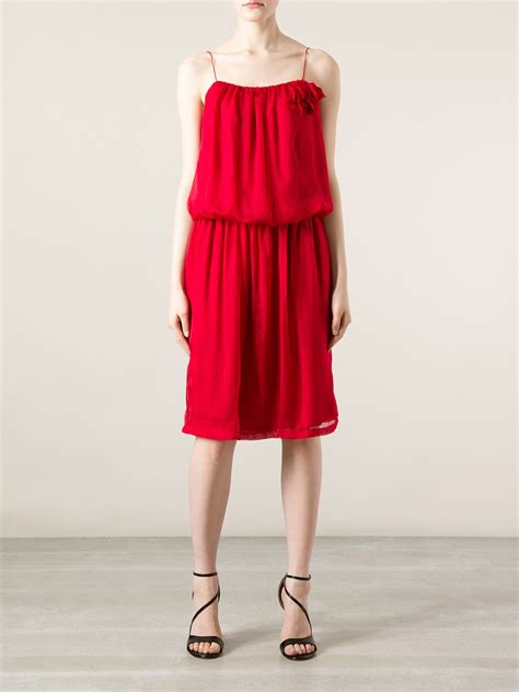Lanvin Draped Loose Fit Dress In Red Lyst