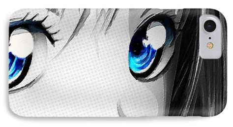 Anime Girl Eyes 2 Black And White Blue Eyes Painting By Tony Rubino