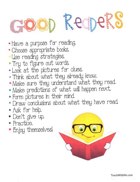 Classroom Freebies Good Readers Anchor Chart