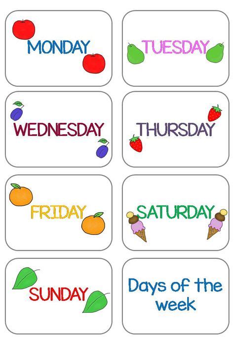 Days Of The Week Flashcards New And Updated Teach English To Kids