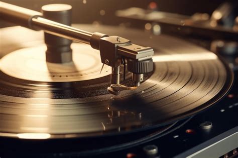 Agulha Do Toca Discos De Vinil Vintage Em Um Disco De Vinil Generative Ai Foto Premium