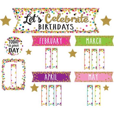 Teacher Created Resources Tcr5884 Confetti Happy Birthday Mini Bulletin