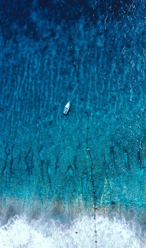 Boat Sea Aerial View Water Blue Hd Phone Wallpaper Peakpx