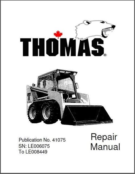 Thomas T133 ( T133S ) Skid Steer Loader Service Manual on a CD For Sale