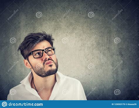Doubtful Man Making Grimace While Thinking Stock Image Image Of Mind