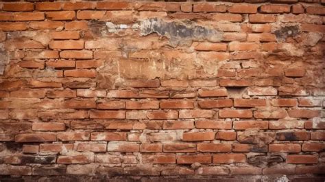 Distressed Old Red Brick Wall With Broken Bricks Texture Background