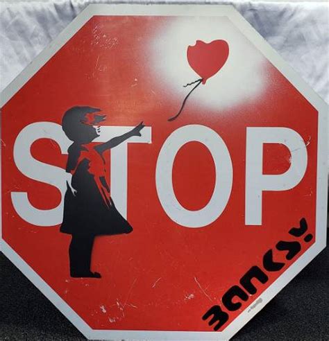 Banksy Street Art Stop Sign Girl With Balloon