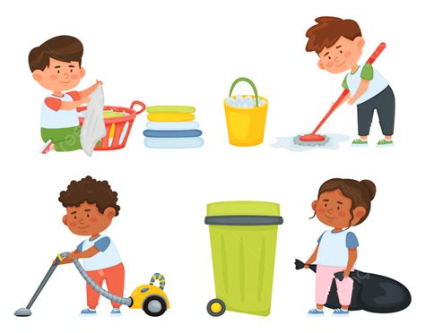 Do Housework Vector Hd Png Images Cartoon Children Doing Housework