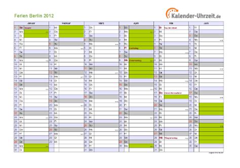 Kalender der jahre 2021 · 2022. Ferien Berlin 2012 - Ferienkalender zum Ausdrucken