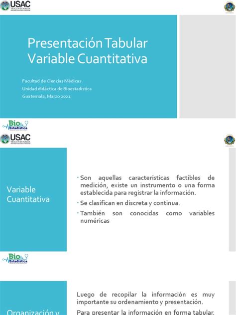 Presentacion Presentacion Tabular Variable Cuantitativa Pdf
