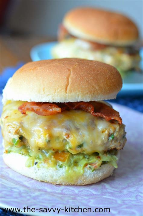 The Savvy Kitchen Spicy Chicken Burgers With Bacon And Guacamole I