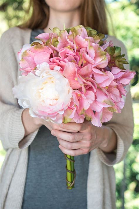 Hydrangea And Peony Bouquet Pink White And Green Peony