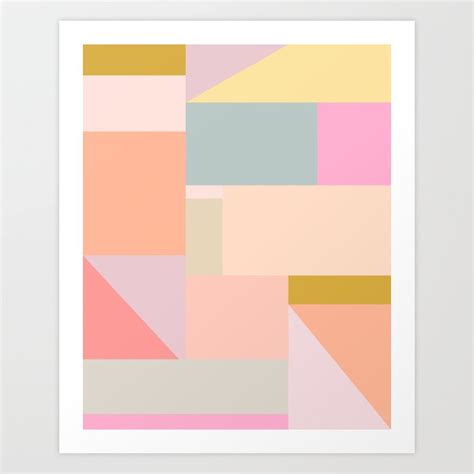 Pastel Geometric Shapes Art Print By Apricot Birch Society6