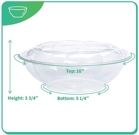 Disposable Plastic Serving Bowls With Lids 10 Pack 64 Oz Large