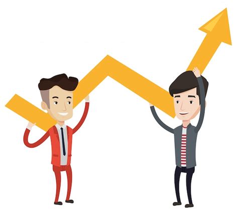 Premium Vector Two Businessmen Holding Growth Graph