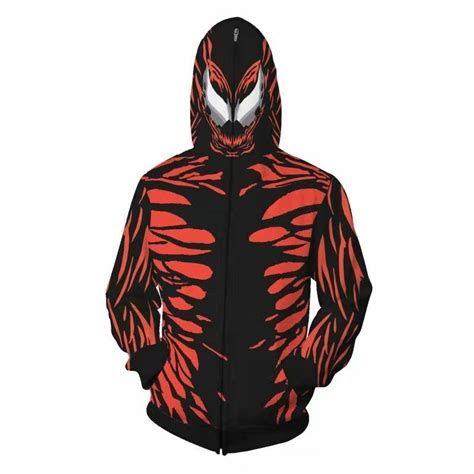 Venom Carnage Hoodie Cosplay Costume Full Zip Sweatshirt Pullover