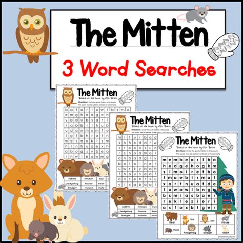 The Mitten Word Search Pack 3 Levels Teaching Resources
