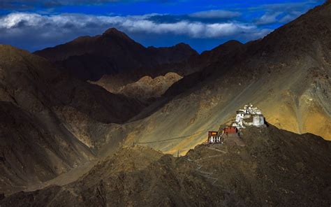 Nature Landscape Mountain Clouds House Hill Tibet China