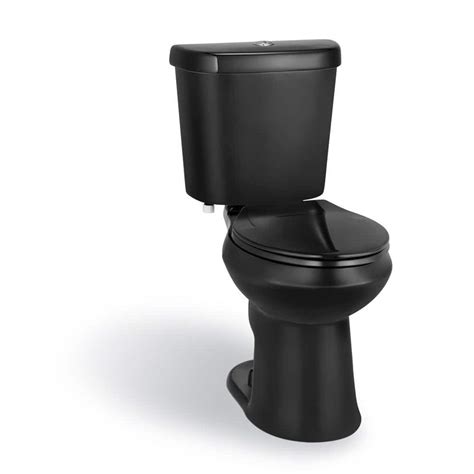 Glacier Bay Piece GPF GPF High Efficiency Dual Flush Elongated Toilet In Black N BLK