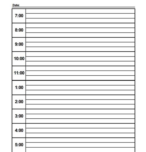 Printable Blank Daily Schedule Template Templates Example Templates Example Daily
