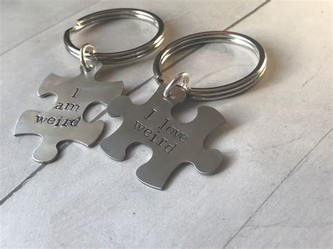 I Am Weird I Love Weird Set Of TWO Puzzle Piece Keychains Etsy