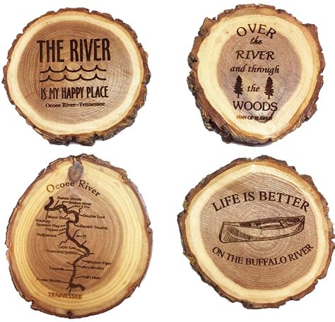 Custom Wooden Engraved Round Live Edge Magnets Custom Wooden Magnets