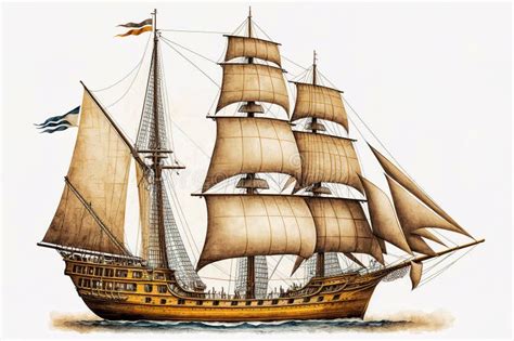 Illustration Of A 15th Century Portuguese Caravel Ship Ai Generative