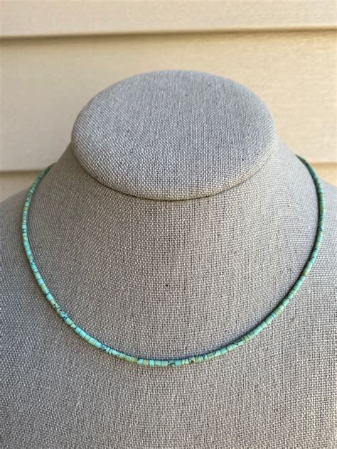 925 Silver Choker Necklace Turquoise Stone Choker Jewelry Etsy