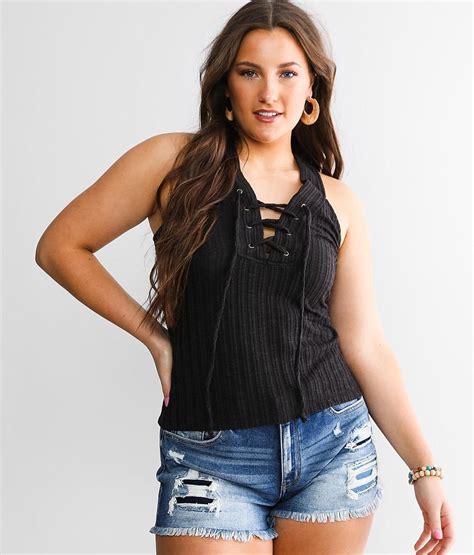 Daytrip Lace Up Tank Top Womens Tank Tops In Black Buckle