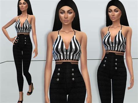 The Sims Resource Chic Jumpsuit By Puresim • Sims 4 Downloads