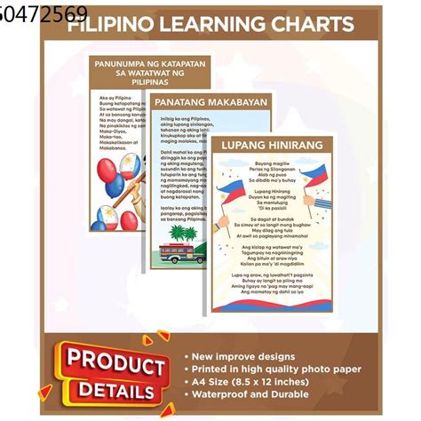 Chart Filipino Lupang Hinirang Panunumpa Sa Watawat Panatang