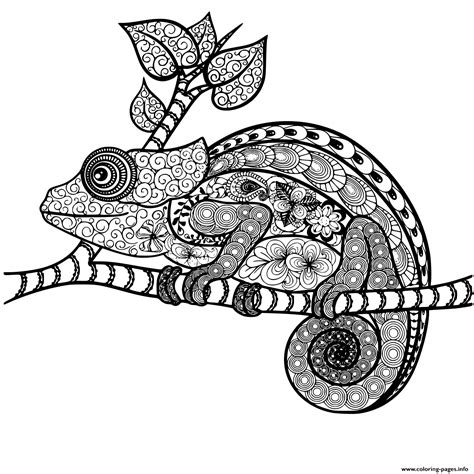 Chameleon Mandala Adult Zentangle Coloring Page Printable