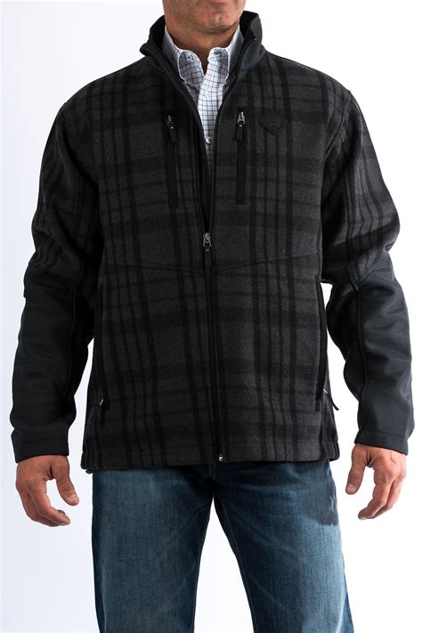 Dead men don't wear plaid. CINCH Jeans | Mens Gray and Black Brushed Plaid Hybrid Jacket