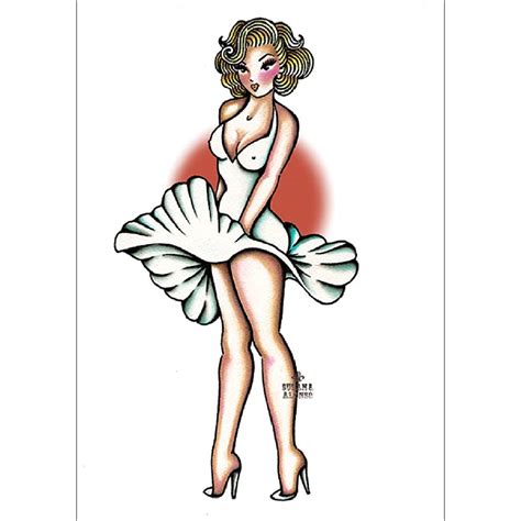 Marilyn By Susana Alonso Old School Pin Up Girl Tattoo Canvas Wall Art