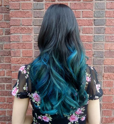 Generally, if more melanin is present, the color of the hair is darker; blue green tips | Hairstyles | Hair-photo.com