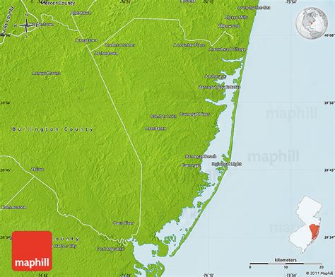 Physical Map Of Ocean County