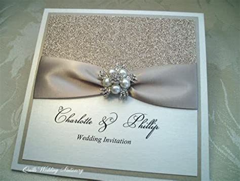 Luxury Champagne Glitter Wedding Invitation Ivory